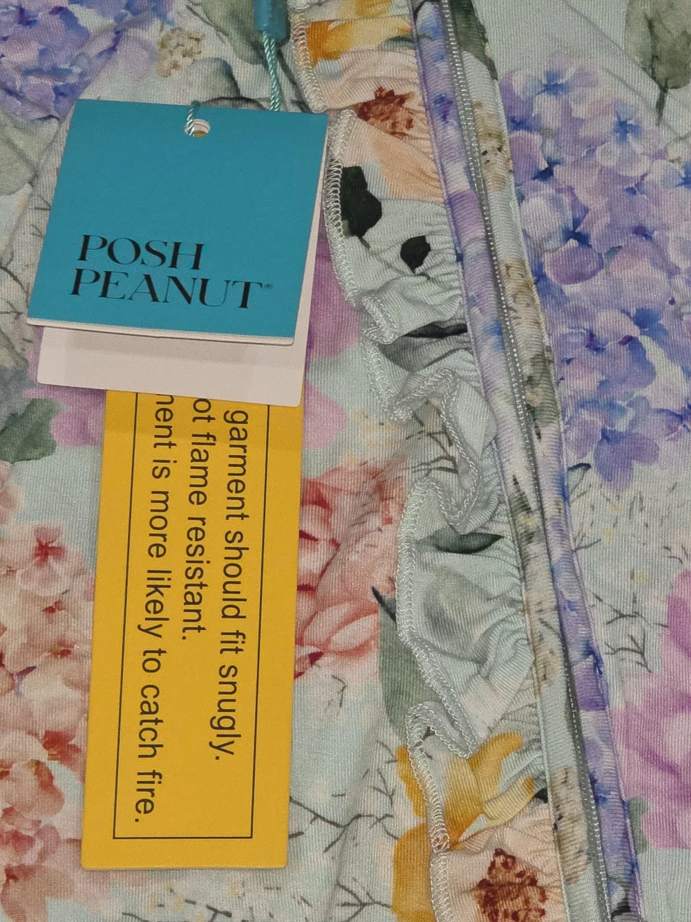 Posh Peanut Mint Floral Footed One-Piece with Pastel Flowers